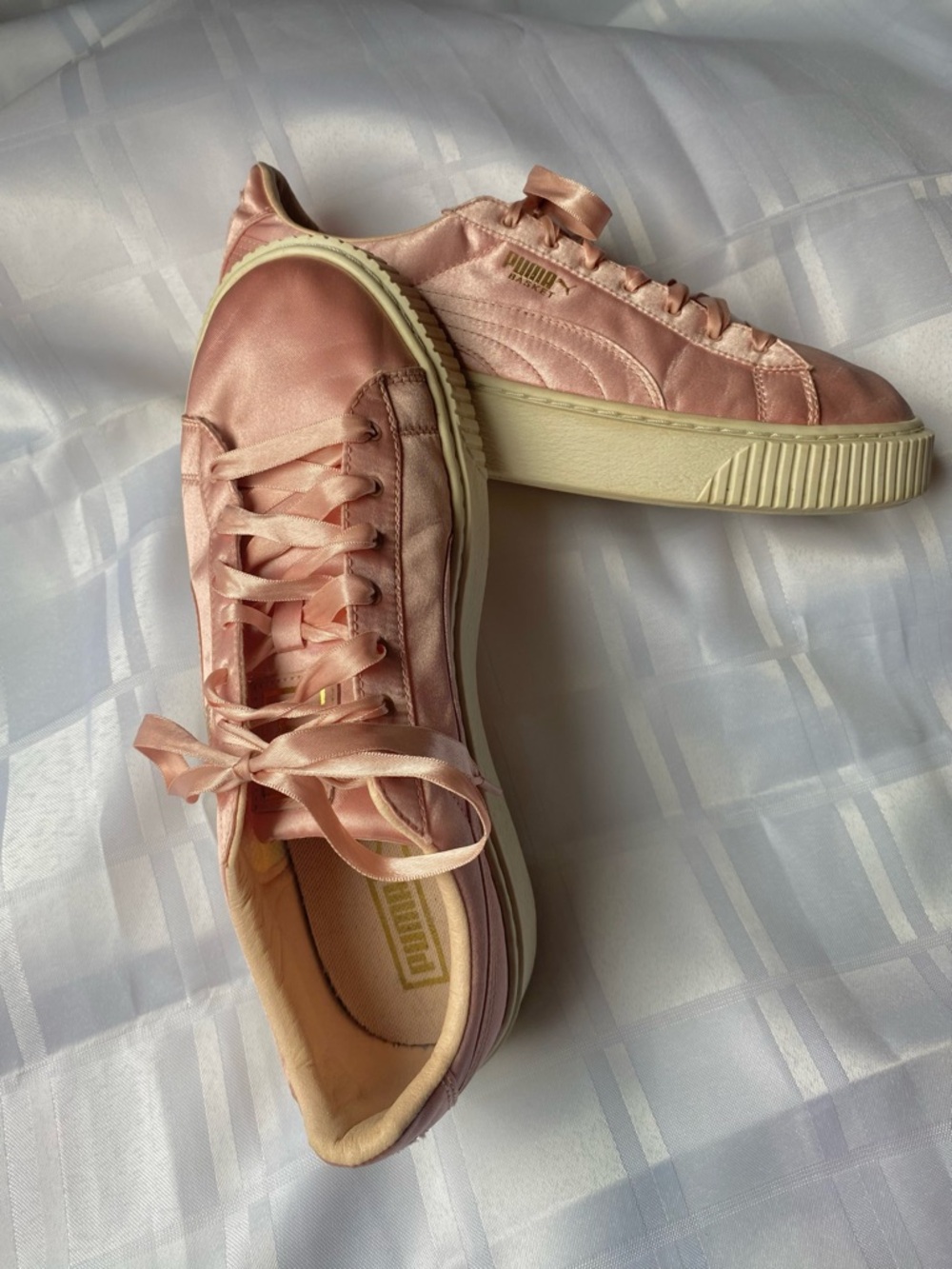 Puma Women's Satin Platform Sneakers - Blush Pink